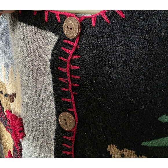 Holiday Lodge Cardigan Sweater Size Medium Christmas Holiday Cabin Moose Rustic - Picture 3 of 8